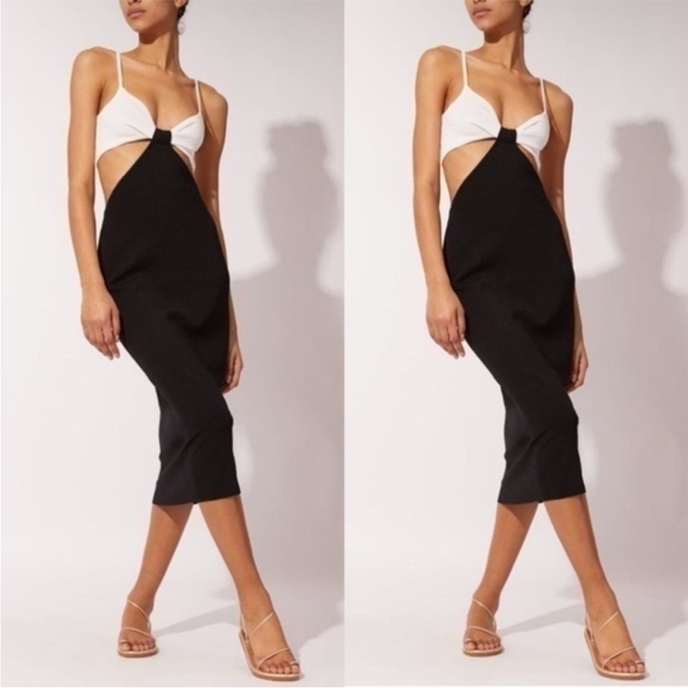 SOLID & STRIPED Black and White Backless Dress
